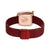 Bering Damenarmbanduhr Rückansicht mit roségoldfarbener Schließe und rotem Armband