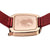 Bering Damenarmbanduhr Rückseite mit roségoldfarbener Abdeckung und rotem Milanaise-Armband