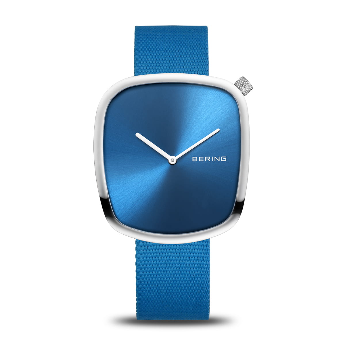 Herren-Armbanduhr Bering mit blauem Textilband und rundem blauem Zifferblatt
