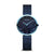 Bering Damenuhr mit rundem blauem Zifferblatt und dunkelblauem Milanaise-Armband