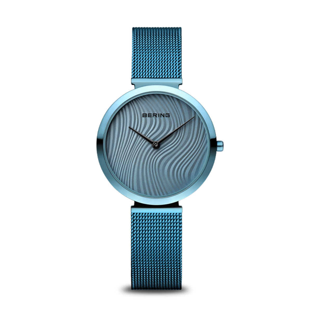 Bering Damen-Armbanduhr mit blauem Zifferblatt und Milanaise-Armband