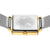 Armbanduhr-Rückseite mit Gravur, silbernes Milanaiseband und goldfarbenem Rahmen