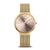 Goldfarbene Damenuhr mit Milanaise-Armband, Zifferblatt mit römischen Ziffern und goldener Krone