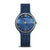 Bering Damenuhr mit blauem Zifferblatt, römischen Ziffern und Milanaise-Armband