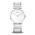 Damenuhr mit rundem weißem Zifferblatt und Keramik-Edelstahlarmband, 35-mm