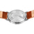 Bering Herrenuhr Rückseite mit Gravur, braunes Lederband und silbernes Gehäuse