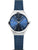 Damenarmbanduhr mit blauem Zifferblatt und silbernem Milanaise-Armband von Bering