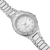 "Damklocka med silverfärgat metallarmband och urtavla med index och självlysande punkter"