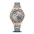 Bering Classic Damenuhr mit grauem Zifferblatt, roségoldener Lünette und silberfarbenem Edelstahlband