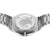 Rückseite der Herrenuhr mit geprägter Gravur und silbernem Edelstahlgliederarmband