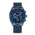Bering Herrenuhr mit blauem Zifferblatt und blauem Metallarmband, Chronograph