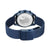 Bering Chronograph-Rückansicht mit blauem Milanaiseband und Edelstahlfaltschließe