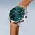 Bering Herrenuhr mit grünem Chronographenzifferblatt und braunem Lederarmband