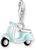3D-roller-hänge, ljusblå vintage-scooter i 925 silver