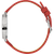 Damenuhr Danish Design im Profil mit rotem Lederarmband und Titan-Gehäuse