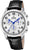 Festina herrklocka med svart läderarmband, runt silverfärgat boett, analog display