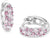 Silvriga creoler med rosa stenar, infattade i oval ring