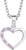 Halsband i silverfärg med hjärtformat hänge, rosa/lila stenutsmyckning
