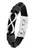 Armband i svart läder med silverfärgad lås och rektangulära detaljer