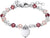 Armband i silverfärg med rosa glaspärlor och hjärthänge