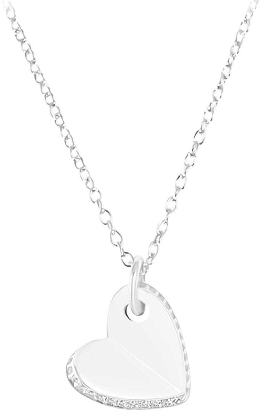 s.Oliver halsband med hjärthänge, silverfärgad, med stenar
