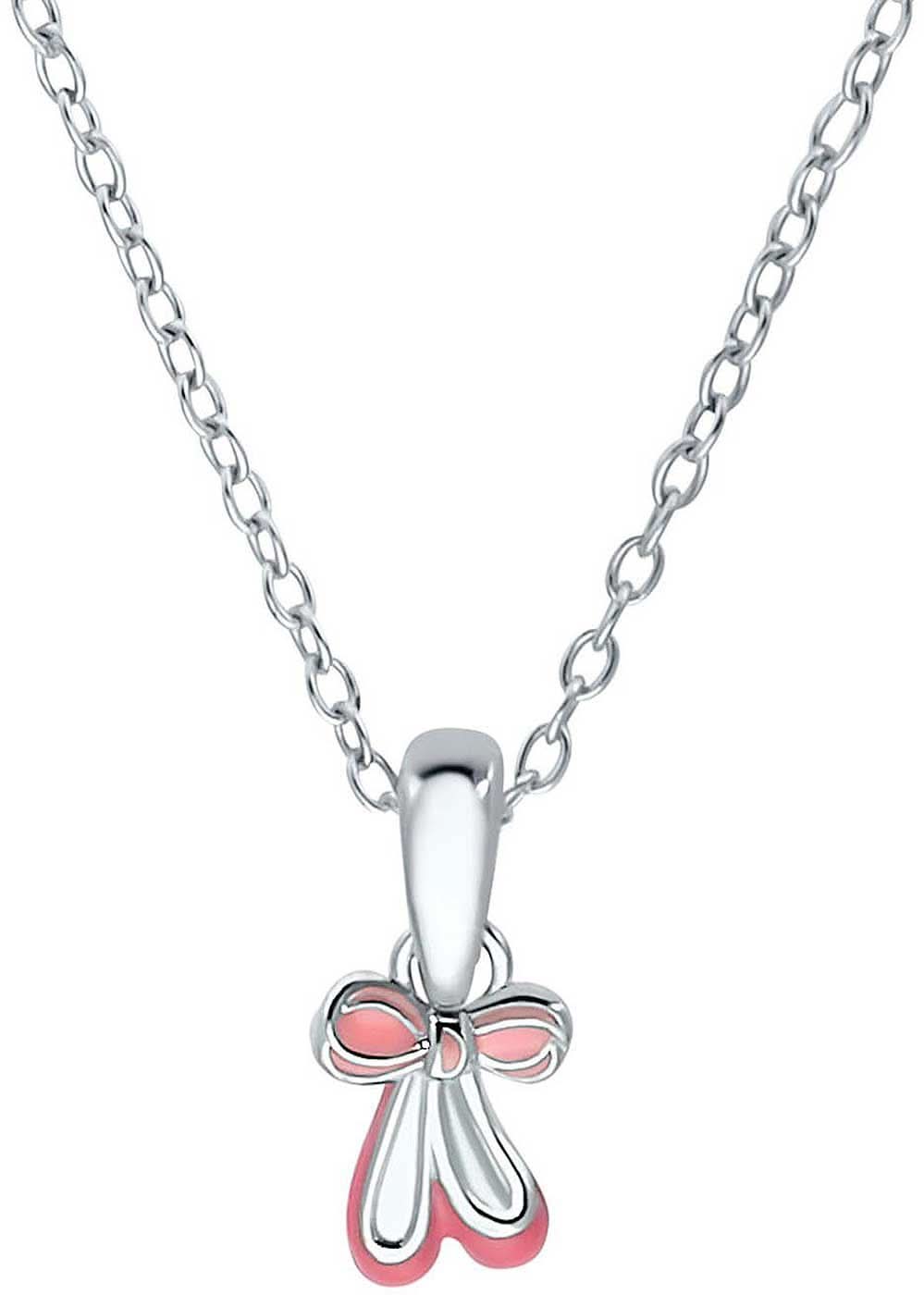 Silket halsband med rosetthänge och rosa detaljer, pansarkedja med karbinlås