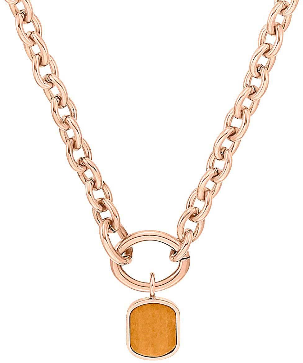 Halsband i roséguld med stenberlock och pansarkedja