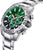 Chronograf för herrar med grön urtavla, boett i rostfritt stål och metallarmband