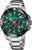 Festina Chrono Bike herrklocka med grön urtavla, sportig kronograf och rostfritt stålarmband.