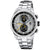 Herren-Chronographenarmbanduhr mit Edelstahlarmband, schwarzem Zifferblatt und Mineralglas