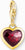 Gyllene hjärtformat hänge med stor röd zirkoniasten och ögla