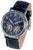 Herrenarmbanduhr mit blauem Zifferblatt, silbernem Gehäuse und Lederarmband, Automatik