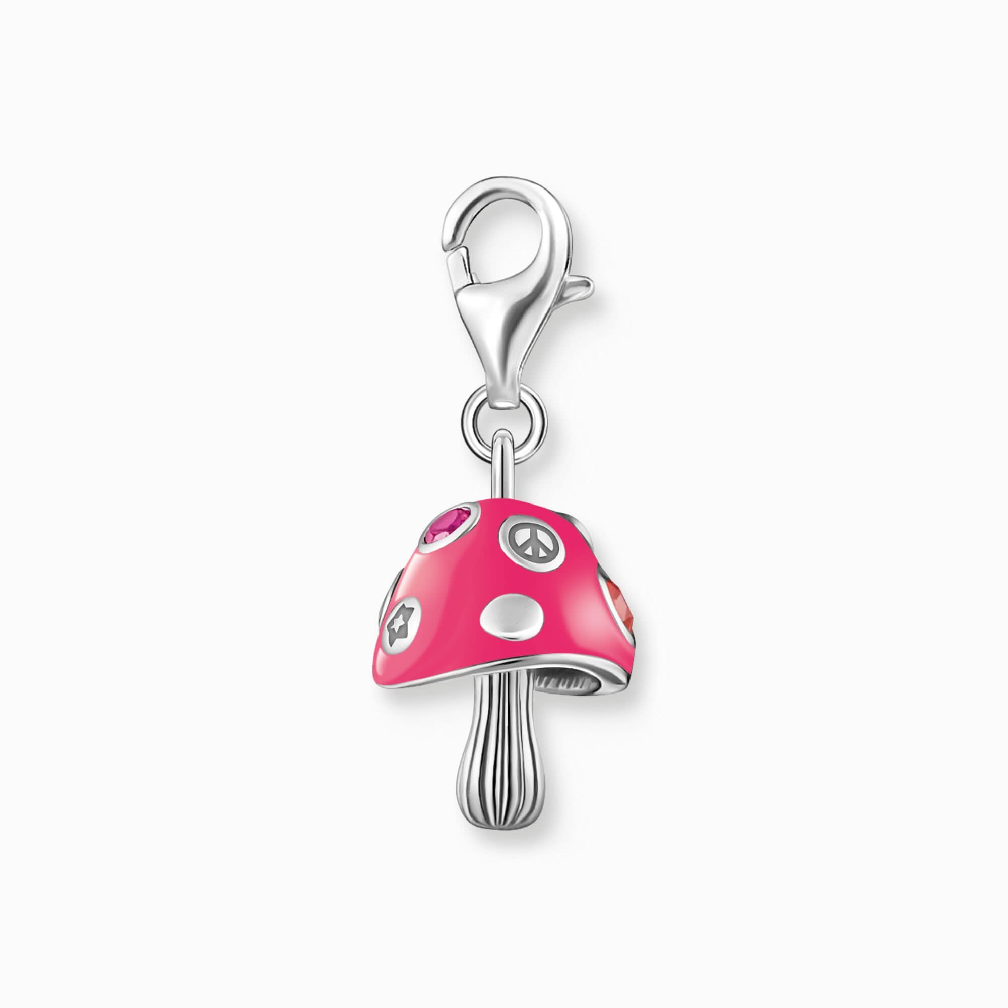 Thomas Sabo Charm-hänge: rosa svamp i 925 sterlingsilver med emalj, karbinhake