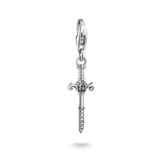 Silversmycke med svärdmotiv, zirkoner och filigranutsmyckningar