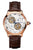 Herrenarmbanduhr mit braunem Lederband, roségoldfarbener Lünette und Doppel-Tourbillon