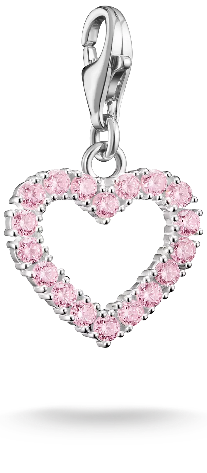 Hjärtberlock i silver med rosa zirkoniastenar