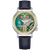 Bulova Accutron Armbanduhr mit grünem Sichtdialsystem und blauem Lederarmband