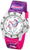 Herrklocka med rund urtavla och rosa-lila silikonarmband, enhörningsmotiv