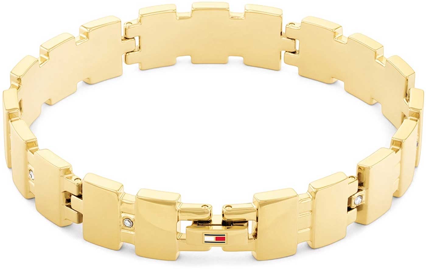 Tommy Hilfiger länklänkarmband med guldfärgade metallänkar och kristall-detaljer