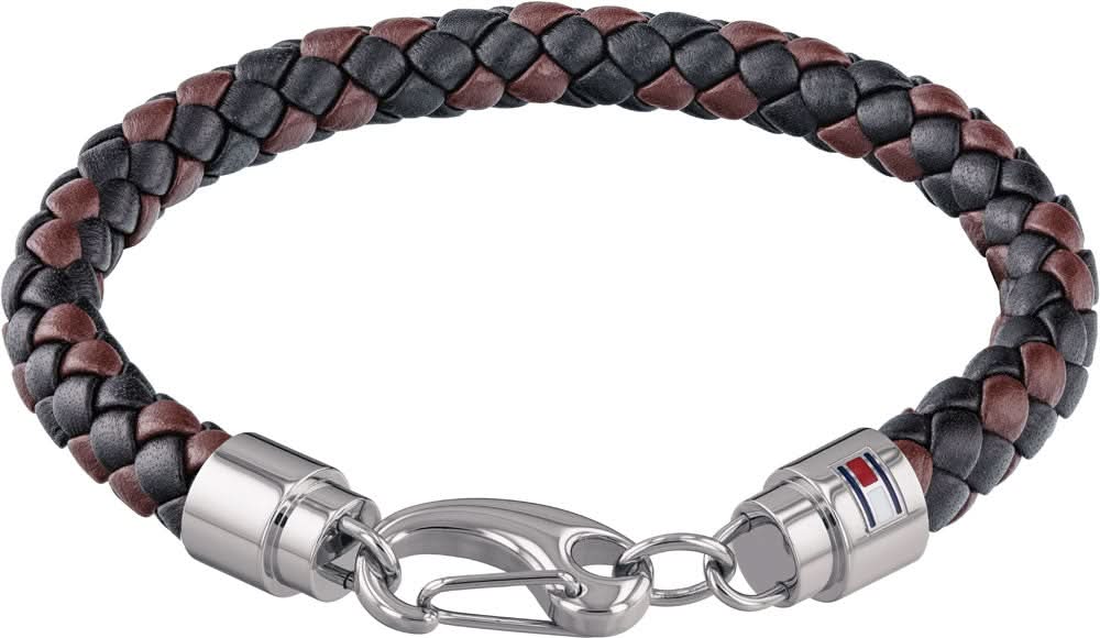 Läderarmband från Tommy Hilfiger med flätat band och silverfärgat lås