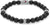 Tommy Hilfiger armband för män av lavasten, svarta stenpärlor, silverfärgad mittdel
