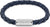 Mörkblått flätat läderarmband, silverfärgat spänne med Hilfiger-logotyp