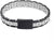 Gliederarmband i rostfritt stål med silverfärgade länkar och svart vikspänne
