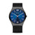 Herrenarmbanduhr mit blauem Zifferblatt, schwarzem Milanaise-Armband und Zeitanzeige