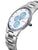 Herrenarmbanduhr mit silberfarbenem Edelstahlgehäuse, blauem Zifferblatt und Krone