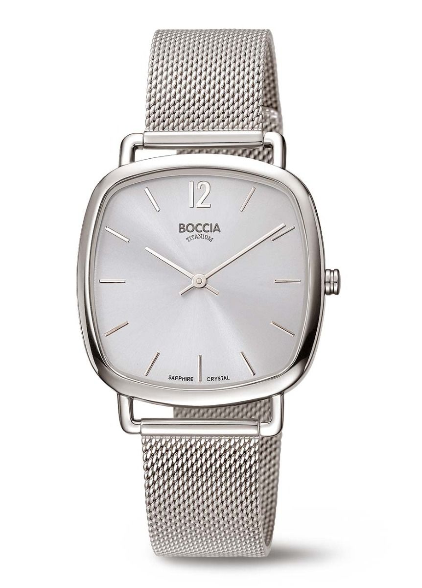 Boccia Titanium 3334-06 Damklocka Silver • Safirglas • Ultratunt titankaliber