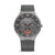 Herrenarmbanduhr mit schwarzem Zifferblatt und orangefarbenem Akzent, Milanaiseband