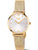 Goldfarbene Boccia Titanium Damenarmbanduhr mit weißem Zifferblatt und Mesharmband