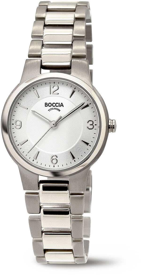 Boccia damarmbandsur med silverfärgat metallarmband och vit urtavla