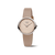 Damenarmbanduhr Boccia mit braunem Lederarmband und beigem Sonnenschliff-Zifferblatt